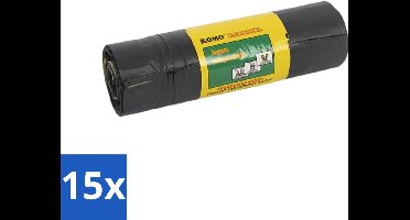 15 x Komo Vuilniszakken Trekband 60L 15 stuks per verpakking - Afvalzak 60 L - Trekband Vuilniszak - Vuilniszak 60 L - Vuilniszak Met Trekband - Vuilniszak LDPE
