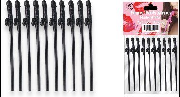 Kinky Pleasure Herbruikbare Piemel Rietjes Zwart 10 Stuks 19cm