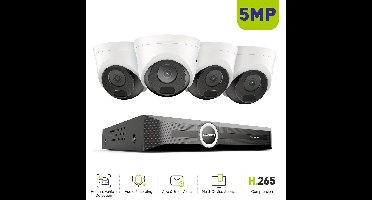 Beveiligingscamera Set – Beveiligingscamera Systeem – CCTV Camera Set – IP Camera – 5MP PoE Camera Set Zonder HDD – 30 Meter Nachtzicht – Audio Opname Met Beweging Meldingen