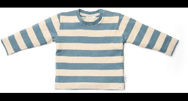 Little Dutch – Shirt lange mouw – blauw-zand gestreept – knoopjes op schouder – maat 80 – Forest Friends