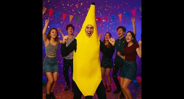 Bananenpak - Carnavalskleding - verkleedkleding - Banaan Kostuum - One Size Fits All (Volwassenen) - Wasmachine Bestendig