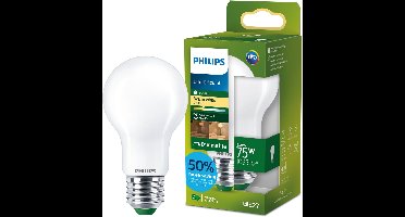 Philips UltraEfficient LED lamp - 75W - E27 fitting - Warmwit licht: 2700K - Dimbaar - Mat glas - A60 lampvorm - Lange levensduur