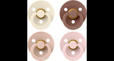 BIBS – Fopspenen - Colour – 4 Pack – Rond - Ivory/Blush/Woodchuck/Blossom – Maat 1