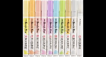 Brushpen talens ecoline set 10 stuks pastel | 3 stuks