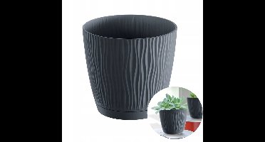 Antraciet Plantenbak met Schotel Sandy P 10,8x10,2 cm 0,6L