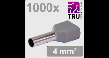 TRU COMPONENTS TC-13377244 Dubbele adereindhulzen 4 mm² Deels geïsoleerd Grijs 1000 stuk(s)
