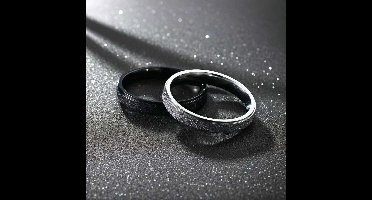 Gading unisex ring-one size ring-2 stks zwart + wit -staal mat ring