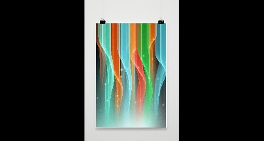 Gloeiend Licht Poster - Abstract Posters - Stromend - Kleurrijk - Neon - Wanddecoratie Kantoor - 180 gram papier - XS6844 - Formaat 30 x 40cm