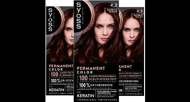 3x Syoss Permanent Coloration 4-2 Mahonie
