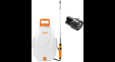 Toolland Set met elektrische drukspuit en extra batterij, rugspuit met oplaadbare accu 12L, tuinspuit voor plantenbescherming, onkruidbestrijding en desinfectie, verstelbare sproeikop, telescopische lans, USB-oplader, gewatteerde schouderriemen,