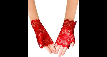 Elegante Kanten Accessoire Handschoenen – Fijn en Gedetailleerd - Rood