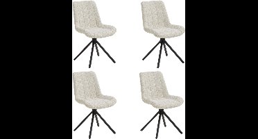 Eetkamerstoelen – Vergaderstoelen – Stoelen – Draaibaar – Set van 4 – Taupe – Comfortabele Stoelen met Zwarte Metalen Poten – Moderne Design Stoelen voor Eetkamer en Kantoor