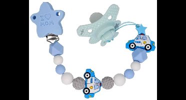 Blauw tutkoord met politieautootjes – extra sterk dubbel touw