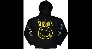 Nirvana - Yellow Happy Face Vest met capuchon - M - Zwart