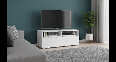 Luxe TV-meubel “Ruben Deluxe” – Modern Wit TV Dressoir 100 cm – Scandinavisch Design Lowboard – Opbergkast met Open & Gesloten Vakken – Stijlvol TV-meubel voor Woonkamer, Slaapkamer of Kantoor