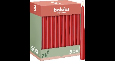 Bolsius - Gladde Dinerkaarsen - 50 stuks - Rood - 24,5 cm - Voordeelverpakking