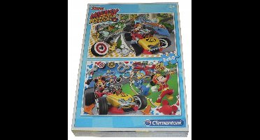 Clementoni Puzzel 2x60 Stukjes - Mickey en de Raceauto's