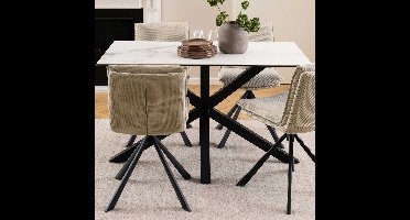 Giga Living Eettafel Harrie - Rechthoek Wit Keramiek - 135x80x75,5cm