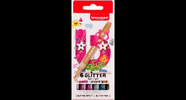 Bruynzeel Glitter viltstiftenset pastel | 6 kleuren