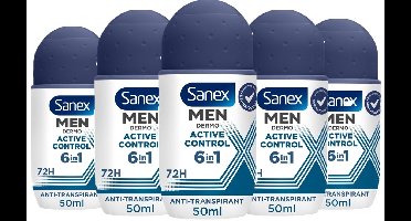 Sanex Deo Roller - Men Active Control - 5 x 50 ml Voordeelverpakking