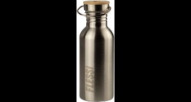 Flessi® RVS Drinkfles Kinderen 500ml – Enkelwandig & Lichtgewicht – 0% Plastic – BPA-vrij – Lekvrij – Schoolbeker & Drinkbus voor Kinderen en Volwassenen – RVS/Bamboe dop – RVS