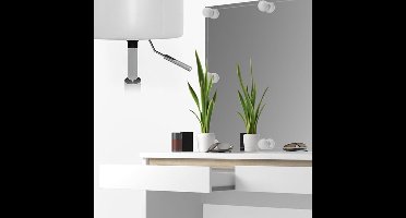 Luxe Kaptafelset “Emma Deluxe” – Witte Make-uptafel met LED Verlichting, Spiegel & Krukje – 120 cm – Moderne Houten Kaptafel voor Slaapkamer of Kleedkamer IndustrialHome
