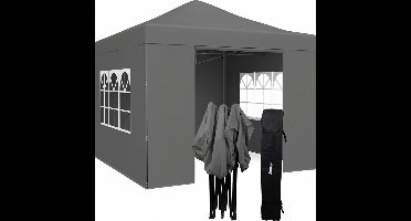 Niceey Partytent - 3x3m - Paviljoen - Opvouwbaar en Waterdicht - Feesttent met Zijwanden - Tuintent - Easy Up - Draagtas met Wielen - Antraciet