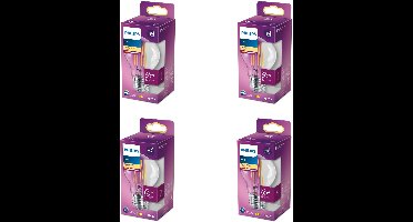 Philips Voordeelverpakking - E27 - LED Standaardlamp - Helder - 60W - Dimbaar - Warmwit Licht - Set van 4 Stuks