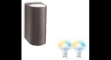 WiZ Nightingale Wandlamp voor Buiten Up & Down (Roestbruin) - Buitenlamp - GU10 - Warm tot Koelwit Licht - Te bedienen via WiFi