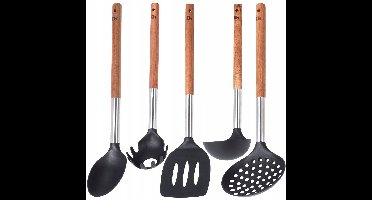 Keukengerei Set: Lepel, Spatel & Opscheplepel - 5 Delig