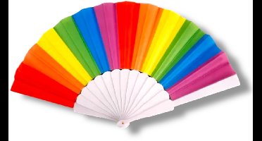 Rainbow Waaier – Inclusief Handwaaier – Pride Accessoire – Regenboog Kleuren – 23cm – Vouwen – Festival & Feest