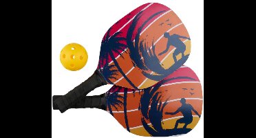Eddy Toys Pickleball Set 3 Stuks - Pickleball Set met 2 Rackets en Bal - Strand Rackets voor Buiten - Inclusief Geperforeerde Bal - Zomer Spel