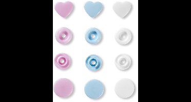 Prym Love Color drukknoppen Hart 12,4mm roze/groen/lichtblauw - Prym