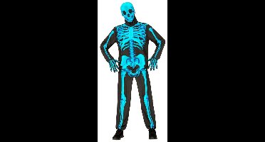 WIDMANN - Neonblauw skeletkostuum voor volwassenen - L