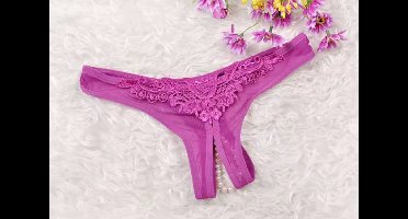 Parel string - Sexy string - Paars - Peek-a-boo string - Erotiek - Sexy - Thong - G-string - Open string
