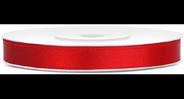PartyDeco - Satijn Lint Rood (6mm/rol 25m)
