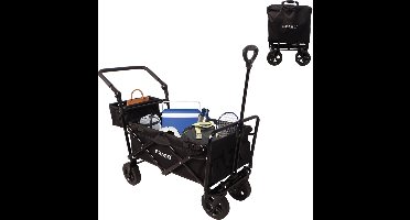 BRASQ Bolderkar Opvouwbaar Deluxe WC200 - 108L inhoud - Met duwstang - Lichtgewicht - Tot 100 kg draagvermogen - Inclusief 2 opbergtassen - Zwart