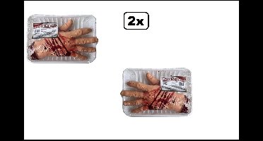 2x Hand op vlees schaaltje - plastic - Halloween horror griezel