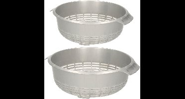 Plasticforte kunststof keuken vergieten - 2x stuks - combi voordeelset - zilvergrijs - 27 x 10 cm en 23 x 9 cm