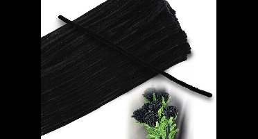 100 stuks pijpenreinigers, chenilledraad, buigpluche, pijpenragers, bulk pluche draad, pijpenrager, voor Halloween, Kerstmis, doe-het-zelf handwerk, decoraties (zwart)