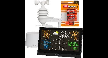 Denver Draadloos Weerstation - Professioneel - Inclusief 16 AAA + 16 AA Batterijen - Binnen en Buiten - 8 in 1 - Draadloze Buitensensor - Weersvoorspelling - Wind & Regen - Digitaal - Radiogestuurd