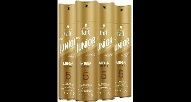 Taft Junior Hairspray Mega Strong - 4 x 250 ml - Voordeelverpakking