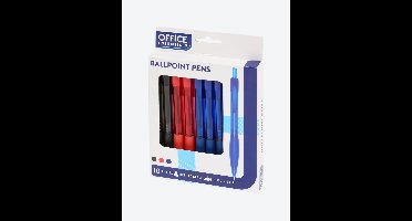 Inklikbare balpennen set 10 stuks – blauwe/witte body – medium punt – schrijfinstrumenten voor kantoor & school