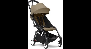 Stokke YOYO3 kinderwagen vanaf 6 maanden - Inclusief zwart frame / Toffee zitkussen + luifel - In een handomdraai in- en uitklapbaar - Licht en compact - Past in handbagage