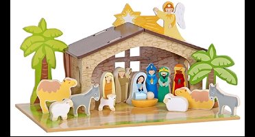 Kerststal met grondplaat en dieren en herders speelgoed voor kinderen