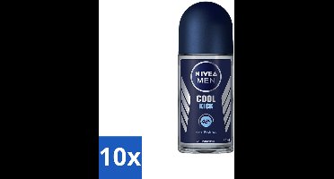 10 x Nivea - Deo Roll-On - Men - Cool Kick FM - Anti-Transpirant - 50 ml - Anti-transpirant - Deodorant - Mannelijke Geur - 48 Uur Bescherming - Koelboost