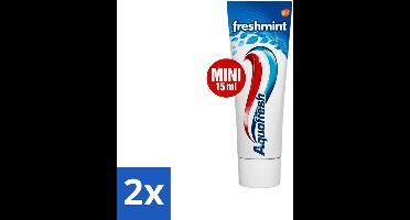 2 x Aquafresh Freshmint 3in1 Mini 15 ml - Tandpasta - Verfrissende Adem - Fluoride - Gaatjes - Tandvlees