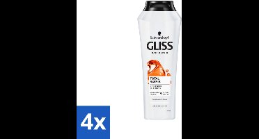 4 x Gliss-Kur - Shampoo - Total Repair - Herstelt & Versterkt - Gehydroliseerd - 400 ml - Herstel Haar - Versterk Haar - Beschadigd Haar - Gespleten Haarpunten - Gezonde Glans