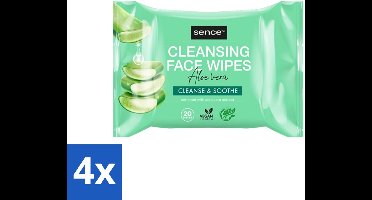 4 x Sence - Aloë Vera - Gezichtsreinigingsdoekjes - Verzachtend - 20 Doekjes - Gezichtsreinigingsdoekjes Aloë Vera - Reinigingsdoekjes - Aloë Vera Doekjes - Gezichtsreiniging - Gezichtsdoekjes