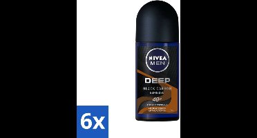 6 x Nivea - Men - Deodorant - Roller - Deep Black Carbon Espresso - 50 ml - NIVEA MEN - Anti-transpirant - Deodorant Roller - Espresso Geur - 48 Uur Bescherming